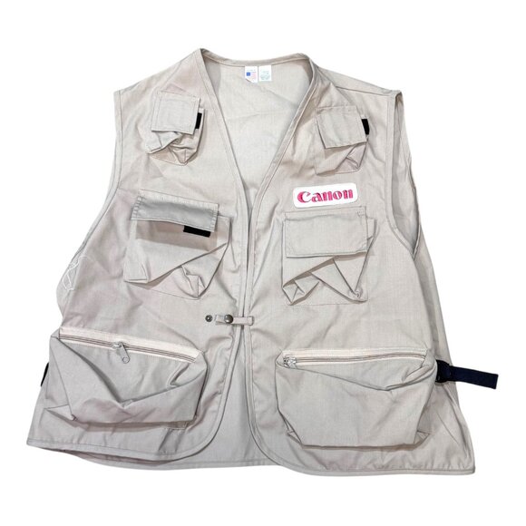 Canon Vintage Camera Employee Multi Pockets USA Made Photographers Vest Cargo - Picture 1 of 5